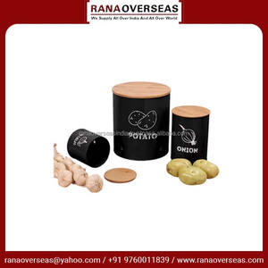 Contenedor de verduras de metal personalizado más vendido con tapa de madera Opciones de diseño múltiple para almacenar patata cebolla ajo y más - Product Image 6