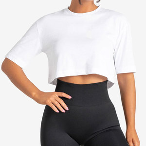 Short Sleeve Crew Neck Design <b>Crop</b> T-Shirt Activewear Sports <b>Top</b> Blank Custom Logo Factory Sale Quick Dry Loose T-Shirt - Product Image 1