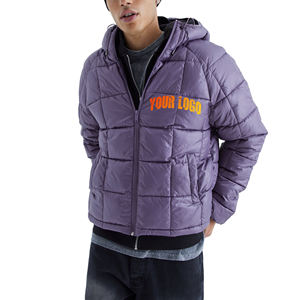 Chaqueta de Invierno Acolchada Personalizada Morada para Hombre, Chaqueta de Nieve de Diseñador Negra de Alta Calidad, Logotipo Bordado, Tejido Exterior Impermeable - Product Image 1