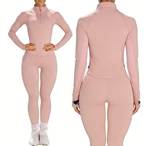 ชุดออกกำลังกายลายโลโก้ด้านหน้าแบบเรียบ 10 ชิ้น ชุดออกกำลังกายระบายอากาศ ชุดโยคะสำหรับผู้หญิง ชุดกางเกงโยคะสำหรับเล่นกีฬา ลดราคาสุดฮอต - Product Image 1