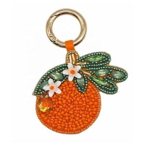 Beaded Glass Beads Sicilian Lemon Bag Charm <b>Key</b> <b>Chain</b> Hold <b>Keys</b> Hand Embroidery Girls Gifted Accessory - Product Image 2