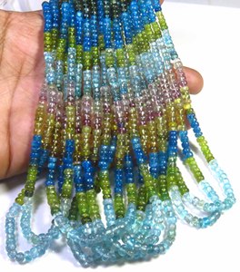 ลูกปัดอะพาไทต์ธรรมชาติคุณภาพสูง ร้อยเป็นเส้นยาว 15 นิ้ว ลูกปัดทรงกลมเรียบ สำหรับทำเครื่องประดับ ขนาด 3-4 มม. เจาะรูตรงกลาง - Product Image 6