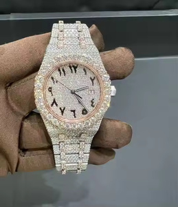 Reloj de Lujo para Hombre, de Acero Inoxidable con Diamantes Moissanite y Cuarzo, para Uso Casual y de Fiesta - Product Image 1