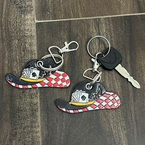 Porte-clés en cuir de vache véritable, durable, fait main, motif à carreaux, embossé, accessoire rustique de style western pour hommes et femmes - Product Image 5