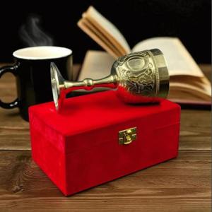 Gobelet en laiton vintage de style médiéval, calice à vin avec boîte en velours, coupe à vin du roi Arthur, cadeau unique pour Thanksgiving - Product Image 6