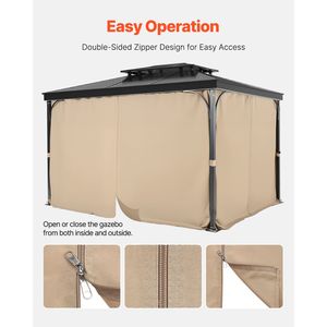 Tende e mantovane per gazebo da esterno 12FT X 10FT X 7.3FT, parete laterale a 4 pannelli con cerniere per la privacy, per gazebo 10x12x7.3ft - Product Image 4