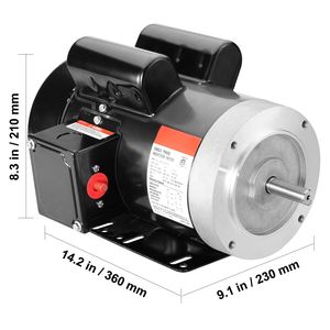 Motore Elettrico Monofase 2HP 1725 Giri/min 115V/230V AC Telaio 56C per Compressore d'Aria con Albero Scanalato da 5/8'' e Rotazione CW/CCW - Product Image 4