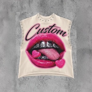Débardeur personnalisé avec impression graphique et strass, 100% coton, grammage lourd, impression DTF, sans manches, unisexe, OEM ODM, vente en gros - Product Image 2