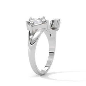 Anillo de Diamante Cultivado en Laboratorio con Corte Esmeralda y Corte Marquesa, Acabado en Oro Rosa de 10K, Banda Abierta, Joyería de Compromiso para Mujer - Product Image 3