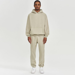 Unisex XXL Custom Print Heavyweight Plus Size <b>Tracksuit</b> Set Breathable Sweatpants Hoodie Logo Eco-Friendly 100% Cotton Summer - Product Image 1