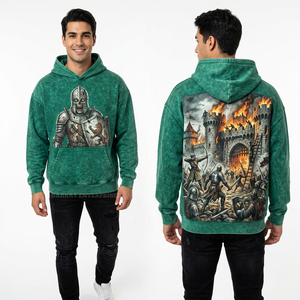 Sweat à capuche zippé vert olive délavé personnalisé pour homme, style urbain, streetwear graphique, en molleton épais, effet vieilli - Product Image 6