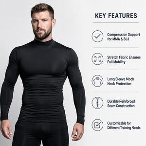 Five B New <b>Mock</b> <b>Neck</b> Compression Shirt Custom Rash Guard MMA BJJ 87% Polyester 13% Elastane Athletic Base Layer Stretch <b>Top</b> - Product Image 2