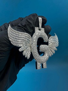 จี้รูปตัวอักษร G ประดับเพชรโมอิสซาไนต์ พร้อมสร้อยคอแบบ Iced Out สีเงิน สไตล์ฮิปฮอป ของขวัญเครื่องประดับเงินจาก ZAWO HOUSE - Product Image 4