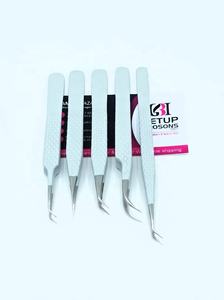 Pince à cils droite en acier inoxydable gris clair avec revêtement en poudre, poignée diamantée 45, vente en gros GETUP BROSONS IMPEX GBI-EET-1460 - Product Image 3