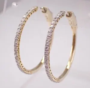 Pendientes de Aro de Moissanita, Plata de Ley 925, Chapados en Oro Blanco, Corte Brillante Redondo Vintage, Joyería de Lujo para Mujer, para Bodas - Product Image 5