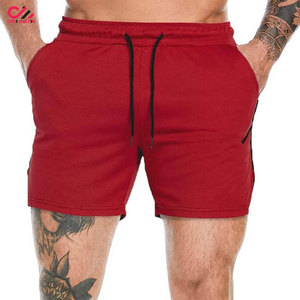 Pantalones Cortos Casuales Rojos Personalizados de Color Sólido, 100% Poliéster, Secado Rápido, Cintura con Cordón, Bolsillos, Tejido de Punto, Corte Medio - Product Image 1