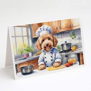 Goldendoodle the Chef Whimsical A7 Tarjetas de felicitación Paquete de 8 tarjetas de notas en blanco con sobres Tamaño 5x7 - Product Image 1