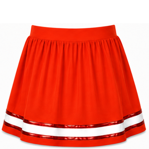 Custom <b>Orange</b> Cheerleading <b>Skirt</b> <b>Pleated</b> Athletic Uniform <b>Skirt</b> With Striped Trim Team Performance Wear Custom Sports Apparel - Product Image 2