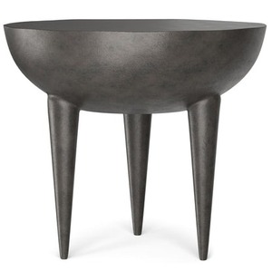 Mesa de Centro Redonda de Metal Moderna y Elegante con Patas Cónicas, Acabado Gris Oscuro, Muebles para Sala de Estar - Product Image 5