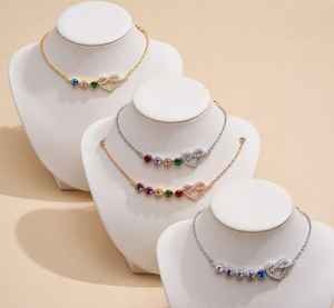 Platinum CZ Diamond Heart Charm <b>Bracelets</b> Multi Color Stone Black Rhodium Plated <b>Adjustable</b> Link <b>Bracelet</b> for Women Gift - Product Image 4