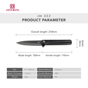 Cuchillo de Cocina JAYA MATA JM322 de Cerámica Negra de 4 Pulgadas (100 mm) con Hoja Afilada de Zirconia y Funda para Venta al por Mayor y Menor de Utensilios de Cocina - Product Image 5