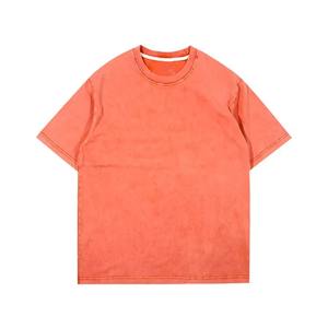 T-shirt à manches courtes coupe ajustée délavé à l'acide avec logo personnalisé pour homme, streetwear vintage de haute qualité 100% coton, grandes tailles - Product Image 4