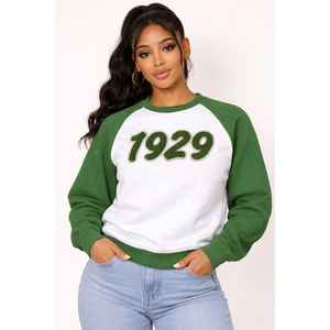 Sudadera blanca raglán de la hermandad Iota Phi Lambda, ropa con letras griegas, año de fundación 1929, jersey informal para mujer, top con cuello redondo - Product Image 3