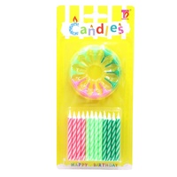 Bougies en Cire de Paraffine Écologiques Multicolores Rayées Joyeux Anniversaire avec Support pour Décoration de Gâteaux, Fêtes et Bars