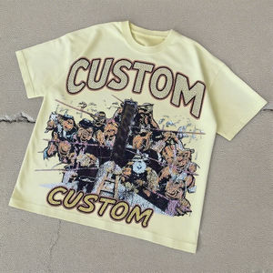 เสื้อยืดสกรีนลายเพชรแบบกำหนดเอง สไตล์วินเทจ ล้างสีแบบแอซิด คอกลม ผ้าฝ้าย 100% สกรีนลายทรงบ็อกซี่ แบบครอป สำหรับทุกเพศ - Product Image 2