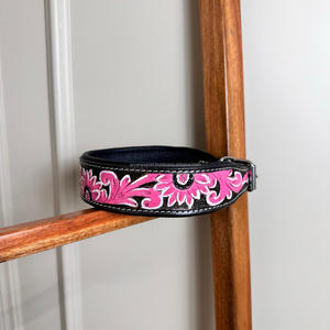 Collier de chien en cuir usiné à la main tournesol rose en cuir de vache véritable petit moyen grand colliers de chien durables colliers de chien confortables - Product Image 2