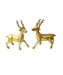 Figuras de Ciervos de Latón Dorado Hechas a Mano, Esculturas Tradicionales de Animales de Latón para Decoración Navideña de Mesa, 2 Piezas - Product Image 1