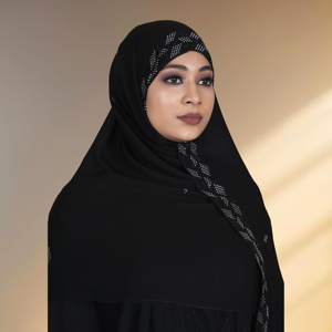 Hiyab de Chifón con Borde de Pedrería, Suave y Fluido, Pañuelo para la Cabeza Modesto, Velo Islámico Ligero y Transpirable para Uso Diario en Invierno - Product Image 3