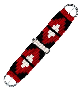 EQUIPRO Harnais en corde pour cheval, personnalisable, en cuir et laine, rouge, noir, blanc, motif géométrique, anneaux métalliques réglables - Product Image 1