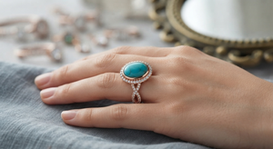 Anillo de Oro Amarillo Sólido de 14k de Alta Calidad con Turquesa Natural y Diamantes, Anillo de Boda, Joyería Fina al por Mayor, Proveedor de Joyería para Mujer - Product Image 2