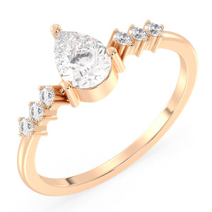 REYES Luxury Fine Jewelry 14K 18K 22K Rose Gold Pear Cut 0.79 Carat Moissanite Engagement Wedding Gift <b>Rings</b> For Women - Product Image 2