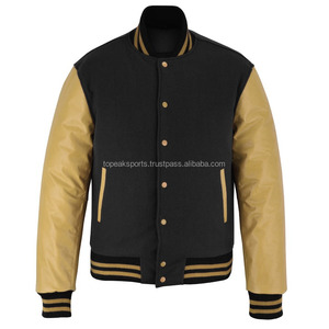 Chaqueta Varsity de Lana Negra para Hombre 2026 OEM, de Cuello Alto con Logo Frontal, 100% Alta Calidad, Bajo MOQ, Moda Calefactable, Superventas - Product Image 1
