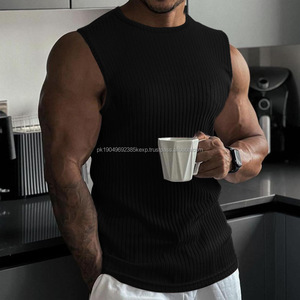 Camiseta Deportiva de Verano para Hombre, Tejido Elástico Microelástico con Rayas Verticales, Camiseta sin Mangas para Correr - Product Image 4