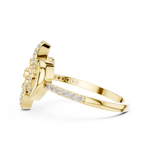 Anillo de Diamantes Cultivados en Laboratorio IMPERIAL FLOWER, Oro Amarillo de 18 Quilates con Baño de Rodio, Estilo Minimalista para Mujer, Anillo de Compromiso, Boda, San Valentín - Product Image 2