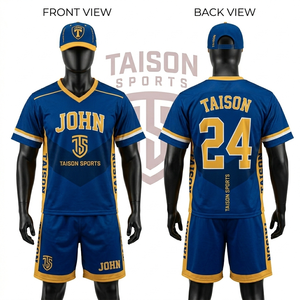 Uniforme de lacrosse pour hommes, 180 GSM, maille polyester respirante, design à panneaux bleu marine et or, logo personnalisé par sublimation, ensemble uniforme de lacrosse pour hommes - Product Image 2