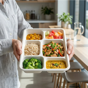 Bulk Supply Modern Oceanic Global <b>Pulp</b> Moulded Disposable 5CP Meal Tray Lid Sustainable Food Packaging for Hotels Cafes Cloud - Product Image 2
