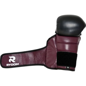 ถุงมือ MMA แบบครึ่งนิ้ว RYDOM หนัง PU สำหรับฝึกศิลปะการต่อสู้และมวย สีแดงเลือดหมู พร้อมสายรัดข้อมือแบบเวลโคร - Product Image 2