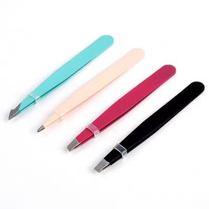 Custom Logo Durable Stainless Steel Eyebrow Tweezers Slanted Tip Beauty <b>Makeup</b> <b>Tool</b> Private Label Supplier - Product Image 1