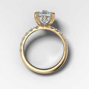 3 Carat 18K Gold IGI Certified Cushion Lab Grown Diamond Engagement <b>Ring</b> Double Prong Set Pave Band Solitaire Rhodium Plated - Product Image 4