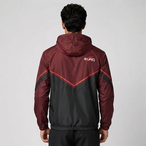 Men's Hooded Stand Collar Waterproof <b>Reversible</b> Windproof Canvas Windbreaker <b>Jacket</b> OEM Customizable Colors Zipper Front Back - Product Image 2