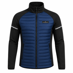 Veste matelassée à capuche pour homme, finition brillante, hiver, décontractée, imperméable, respirante, coupe-vent, tissu PU, polyester/nylon, fermeture éclair - Product Image 5