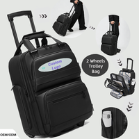 Sac à dos pour ordinateur portable unisexe imperméable en Oxford 900D grande capacité 16 pouces avec 2 roues silencieuses, sac de voyage pour affaires