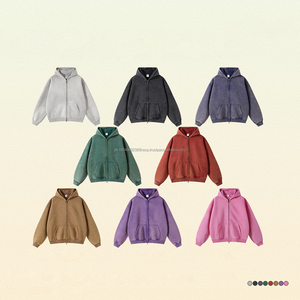 Sudadera con Capucha de Invierno para Hombre, Estilo Vintage, Lavada, con Cierre Personalizado de Doble Deslizador, Ropa Urbana, 100% Algodón, Felpa, Secado Rápido, Venta al por Mayor de Fábrica - Product Image 4