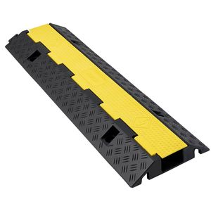 แผ่นยางป้องกันสายเคเบิลแบบหนาพิเศษ รับน้ำหนักได้ 22,000 ปอนด์/เพลา 1 ช่อง สำหรับป้องกันสายไฟ สายยาง ขนาด 2.76 x 1.97 นิ้ว สำหรับจราจร - Product Image 1