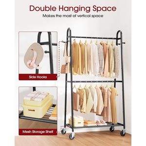 Porte-vêtements triangulaire en métal avec 4 crochets et étagère en maille, deux barres de suspension pour organiser les vêtements de lit et de chambre - Product Image 3