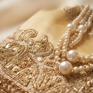 Pochette de soirée brodée à la main avec perles dorées, motif trapèze, sac à main pour mariage et fête avec doublure en PU, sac à main fait main - Product Image 6